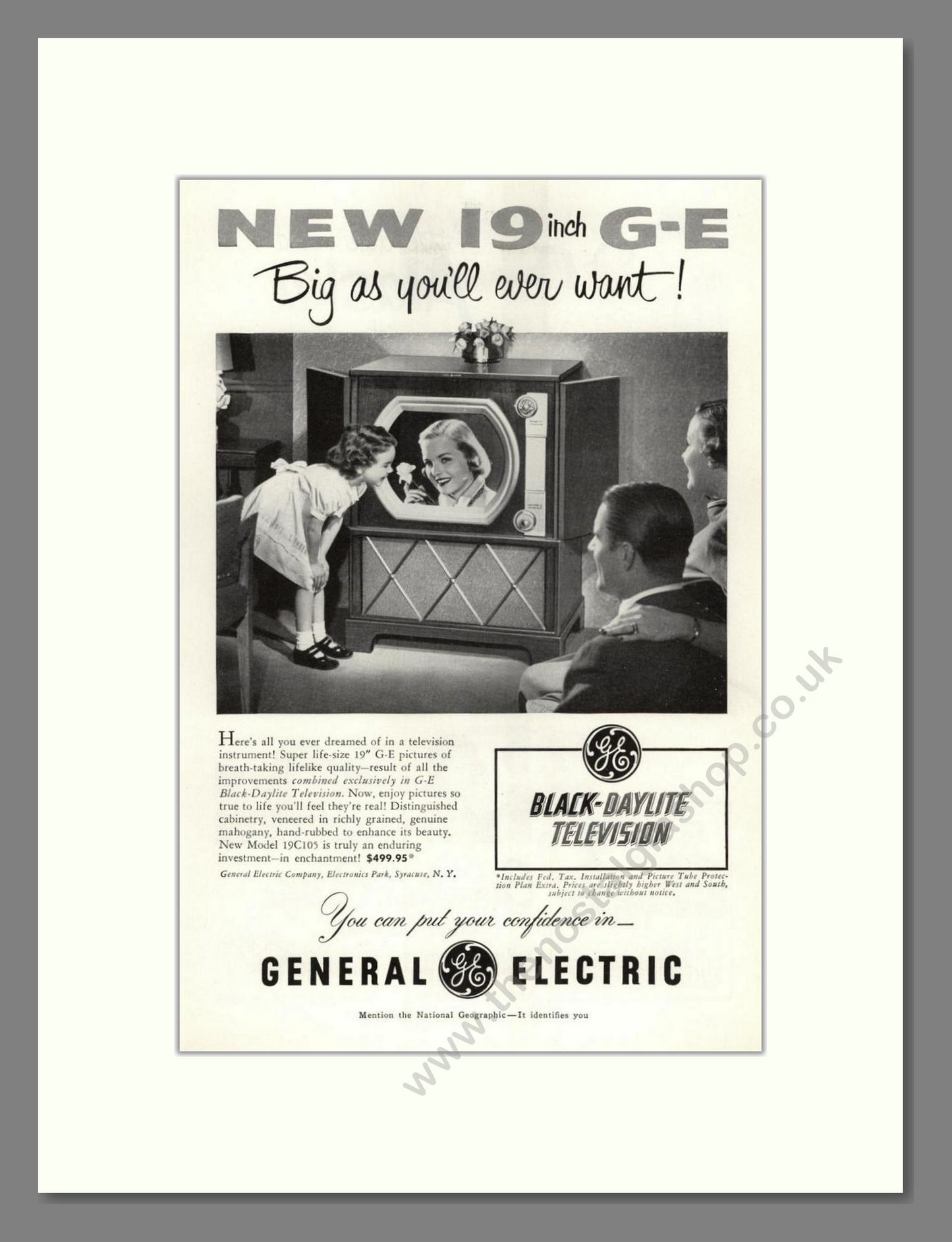 General Electric - Black Daylite. Vintage Advert 1951 (ref AD68530)