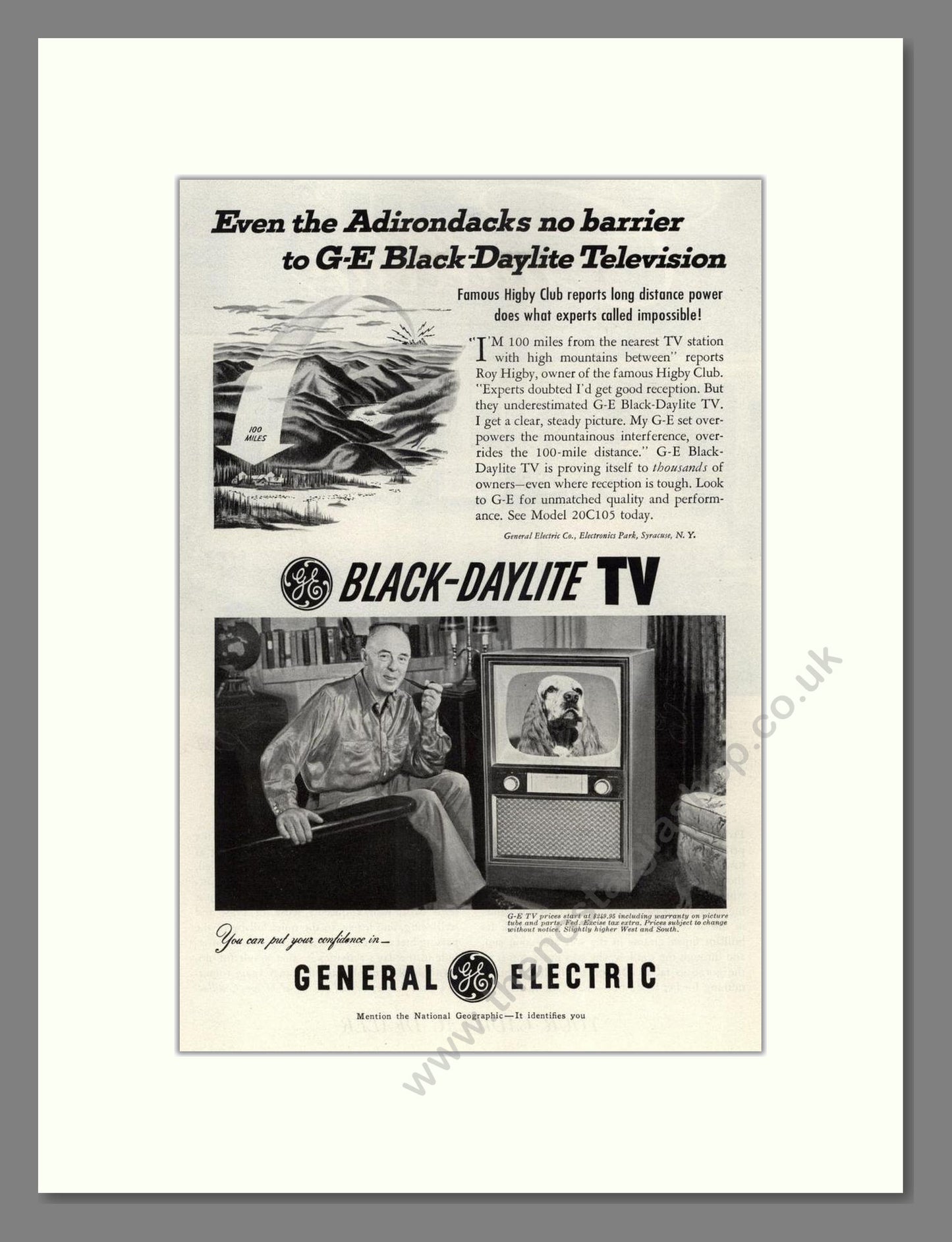 General Electric - Black Daylite. Vintage Advert 1952 (ref AD68531)
