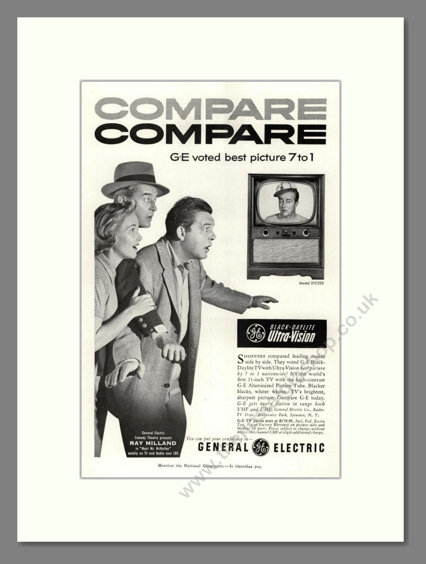 General Electric - Black Daylite. Vintage Advert 1953 (ref AD68532)