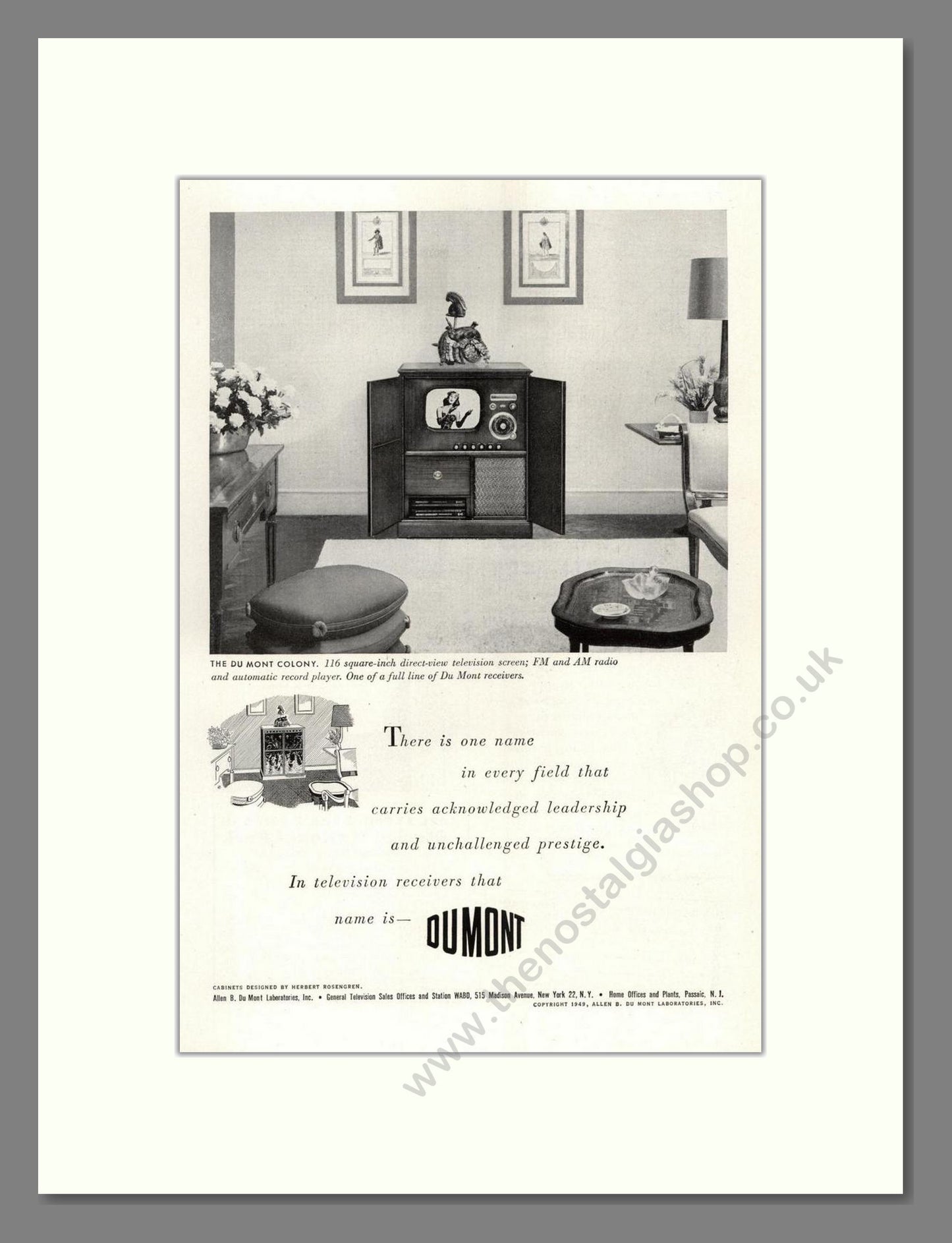 Dumont - Colony TV. Vintage Advert 1949 (ref AD68539)