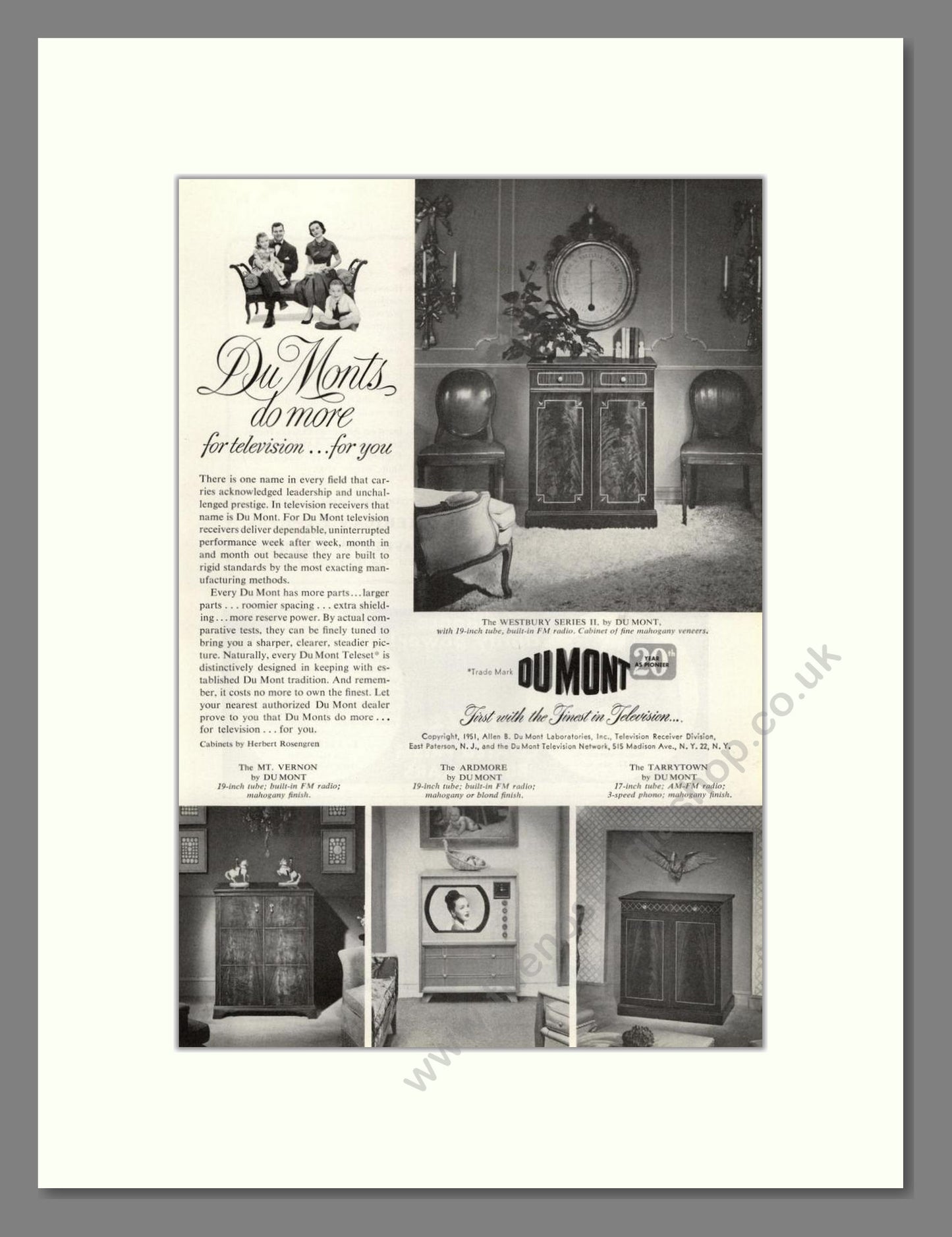 Dumont - Westbury TV. Vintage Advert 1951 (ref AD68541)