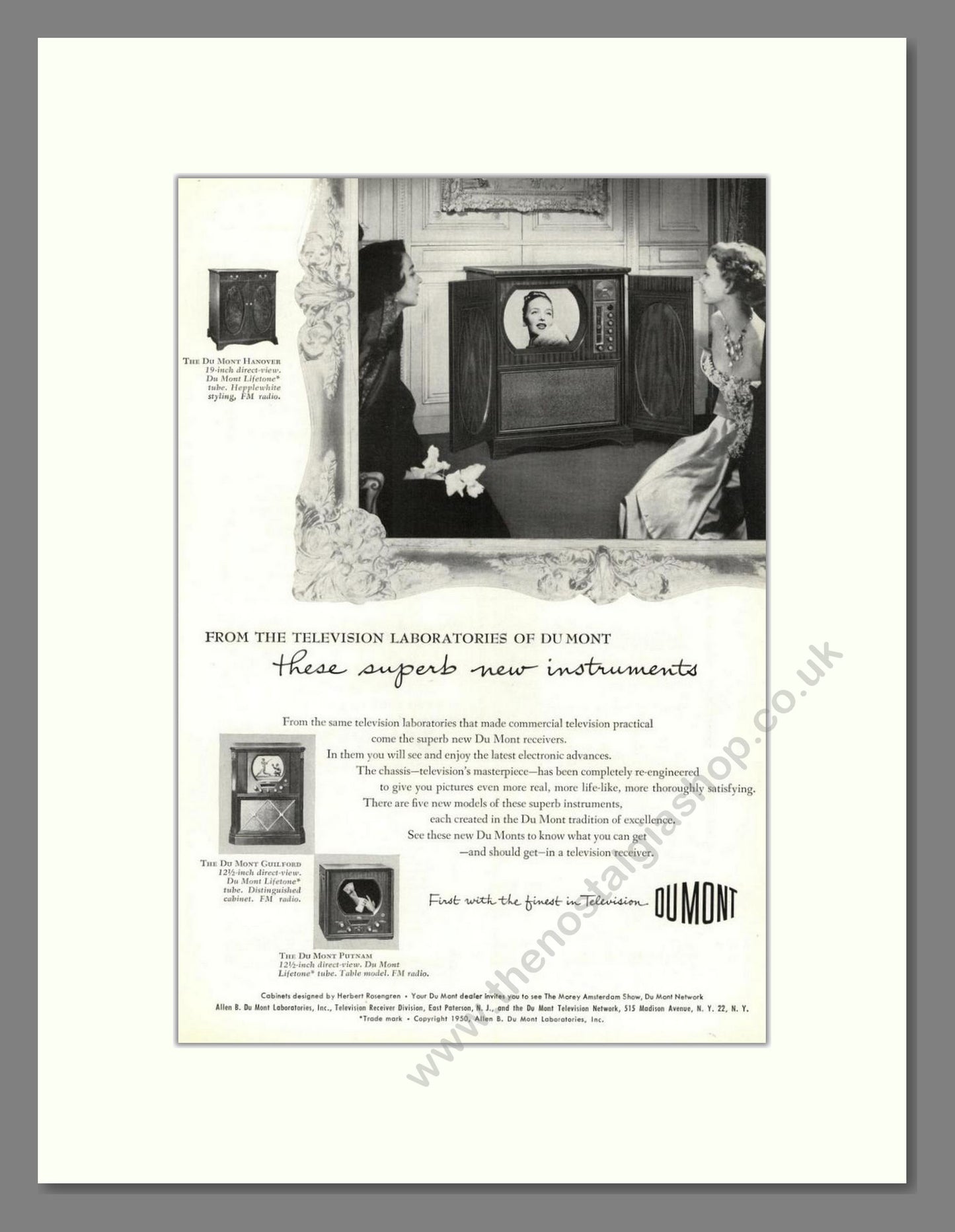 Dumont - Hanover / Guilford / Putnam TV. Vintage Advert 1950 (ref AD68548)