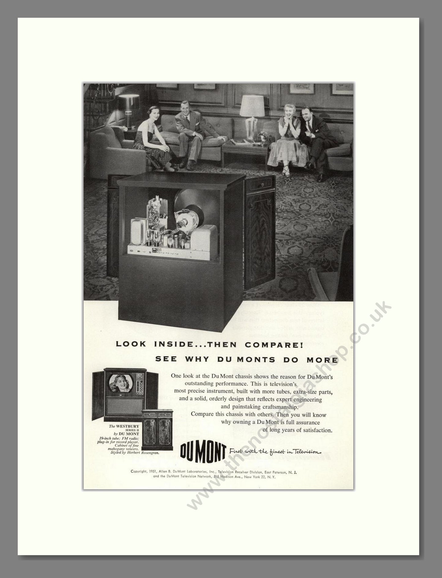 Dumont - Westbury TV. Vintage Advert 1951 (ref AD68557)