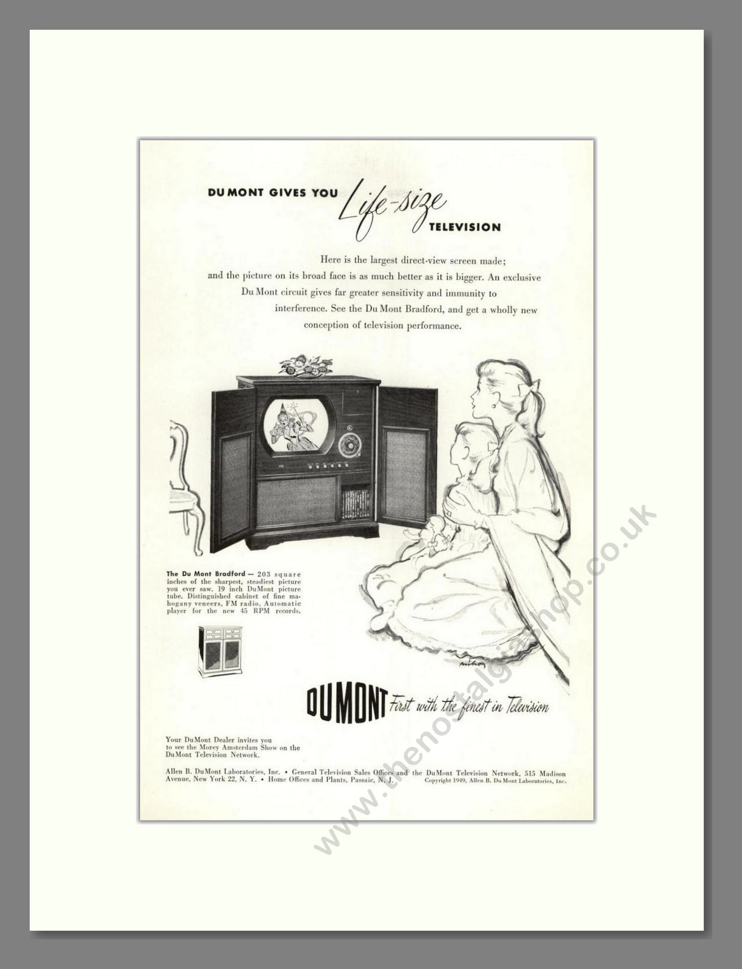 Dumont - Bradford TV. Vintage Advert 1949 (ref AD68560)