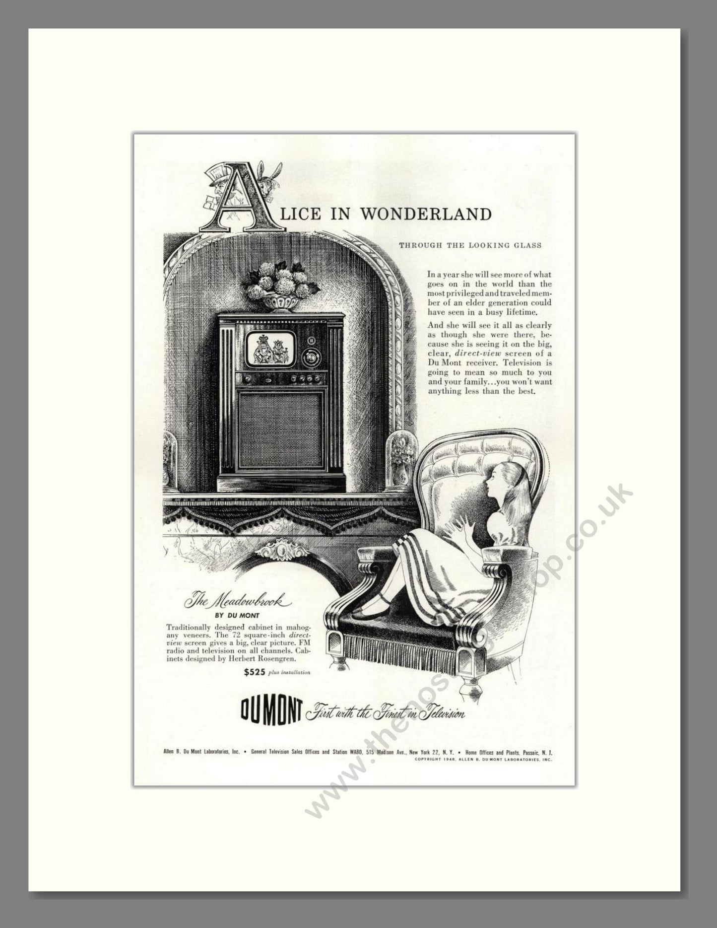 Dumont - Meadowbank TV. Vintage Advert 1949 (ref AD68567)