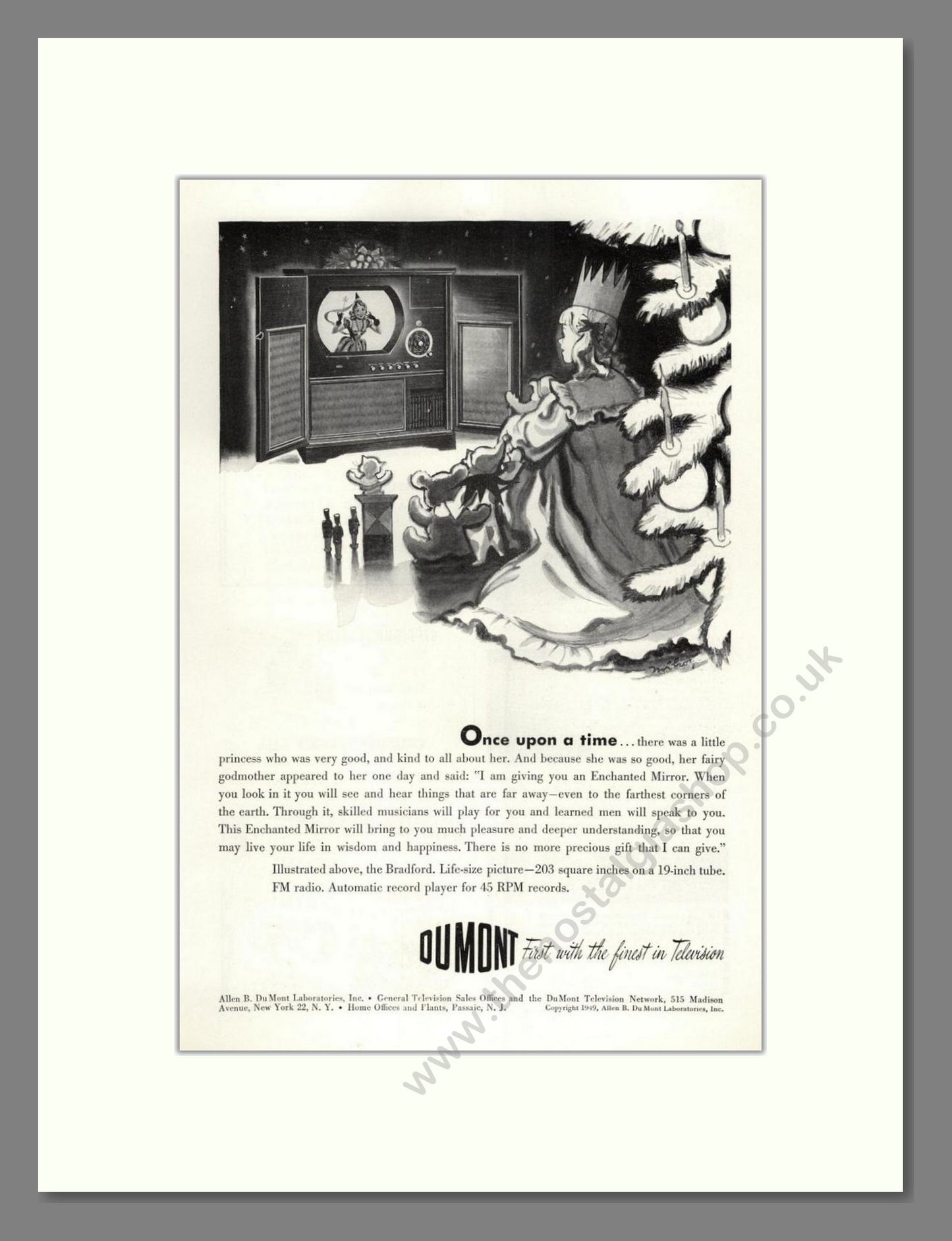 Dumont - Bradford TV. Vintage Advert 1949 (ref AD68569)