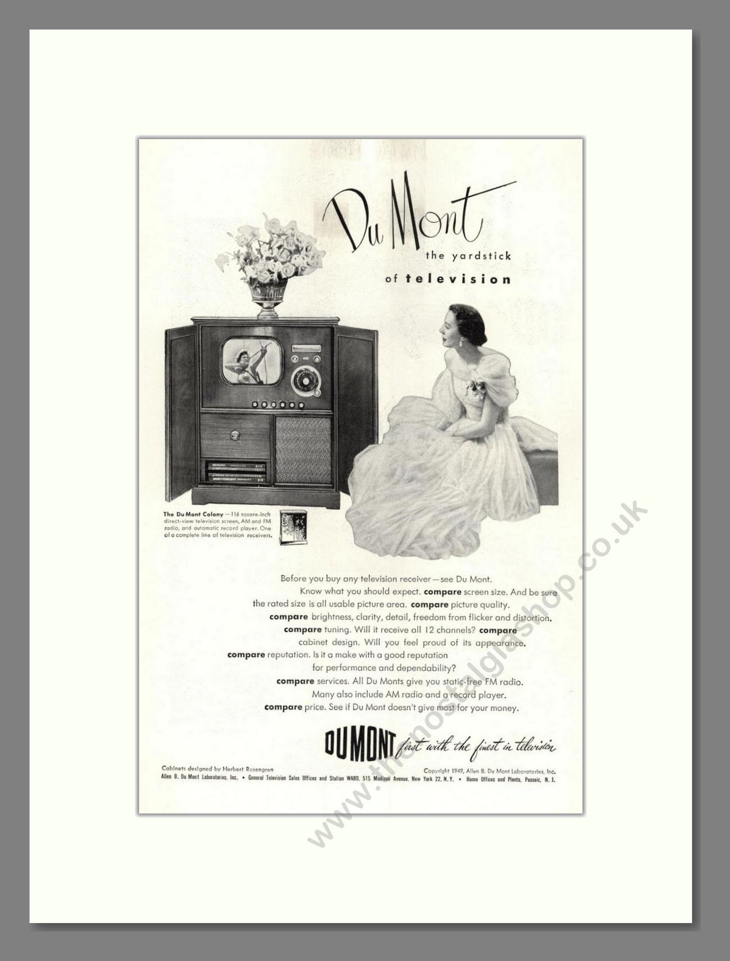 Dumont - Colony TV. Vintage Advert 1949 (ref AD68570)