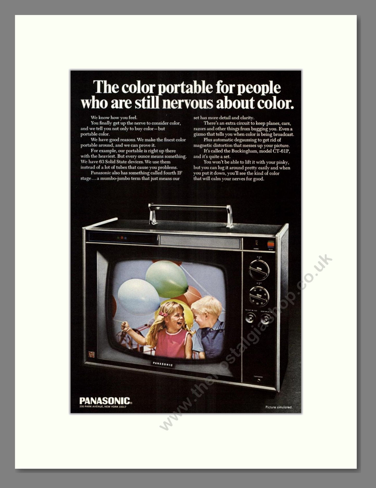 Panasonic - CT-61P Colour TV. Vintage Advert 1967 (ref AD68577)