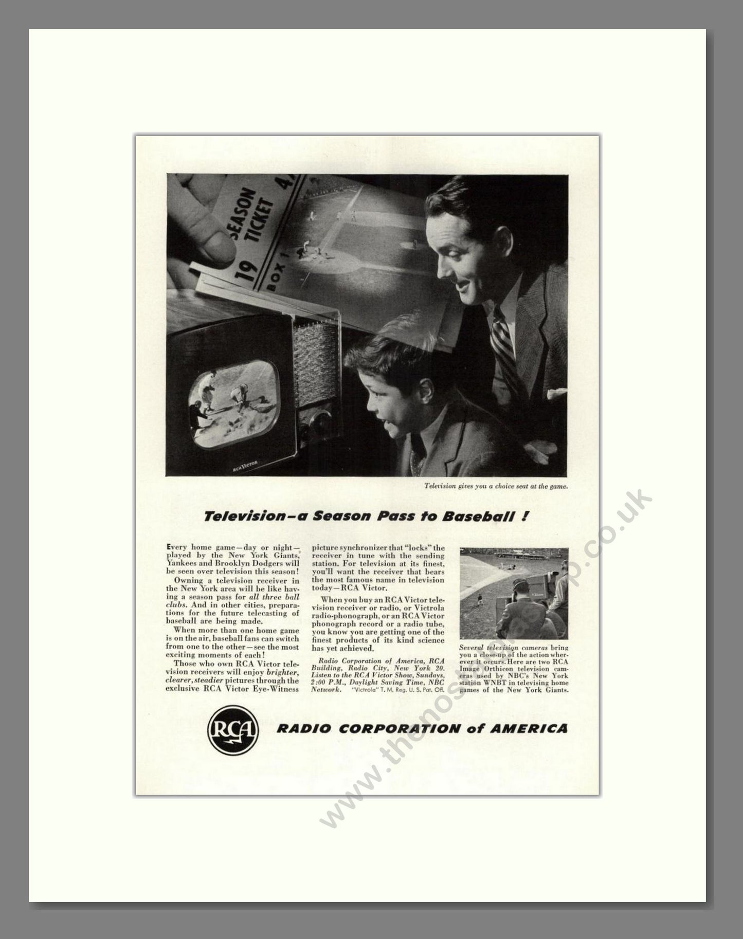 RCA - Baseball On TV. Vintage Advert 1947 (ref AD68587)
