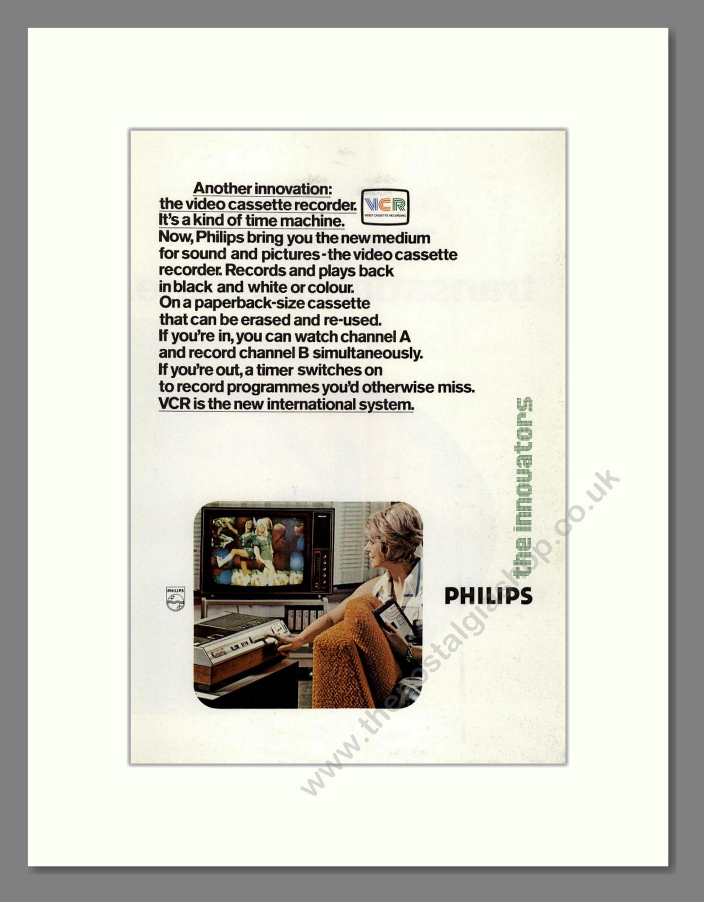 Philips - VCR System. Vintage Advert 1972 (ref AD68591)