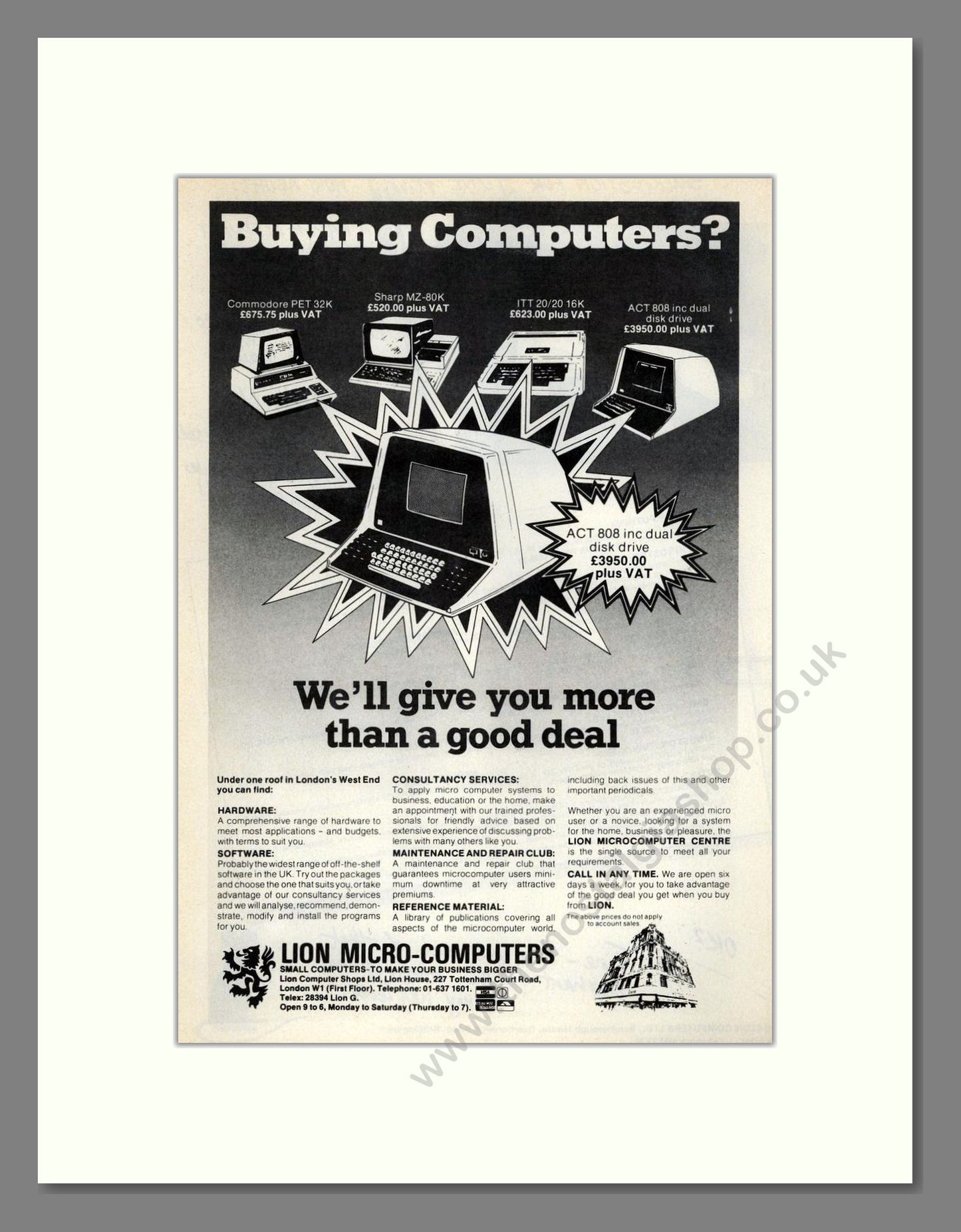 Lion Micro Computers - Various Deals. Vintage Advert 1980 (ref AD68609)