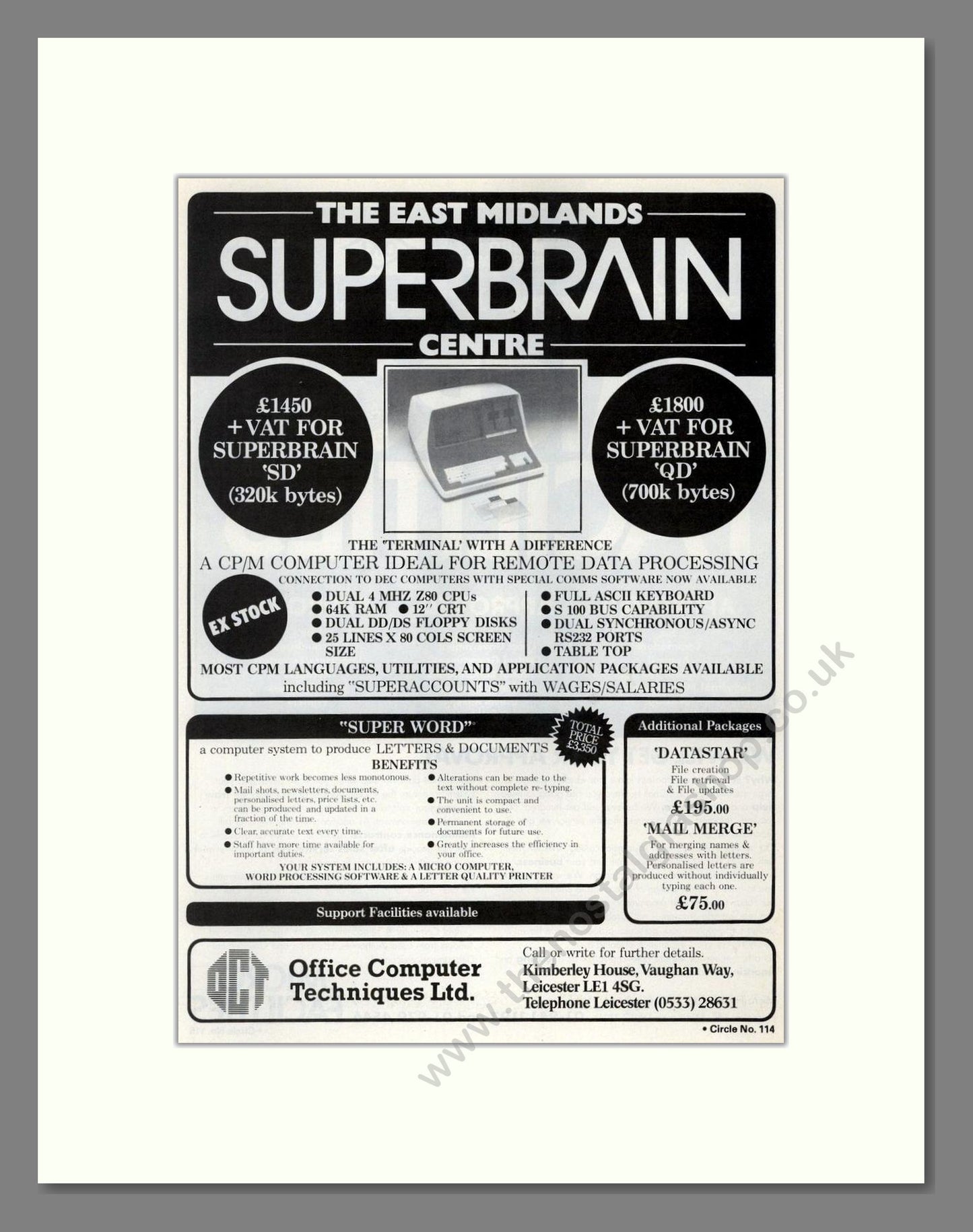 Superbrain - East Midlands Centre. Vintage Advert 1981 (ref AD68652)