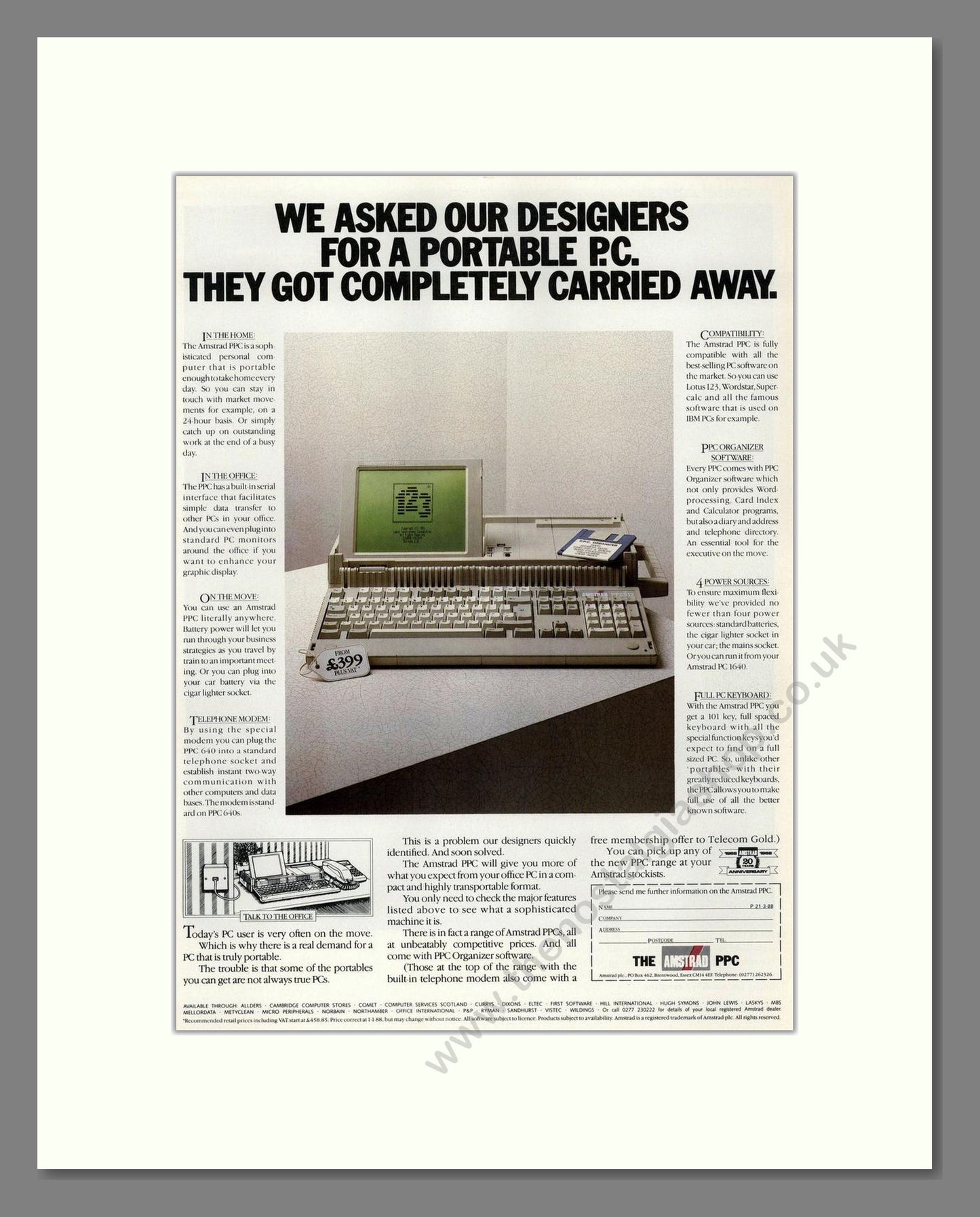 Amstrad - PPC. Vintage Advert 1987 (ref AD68675)