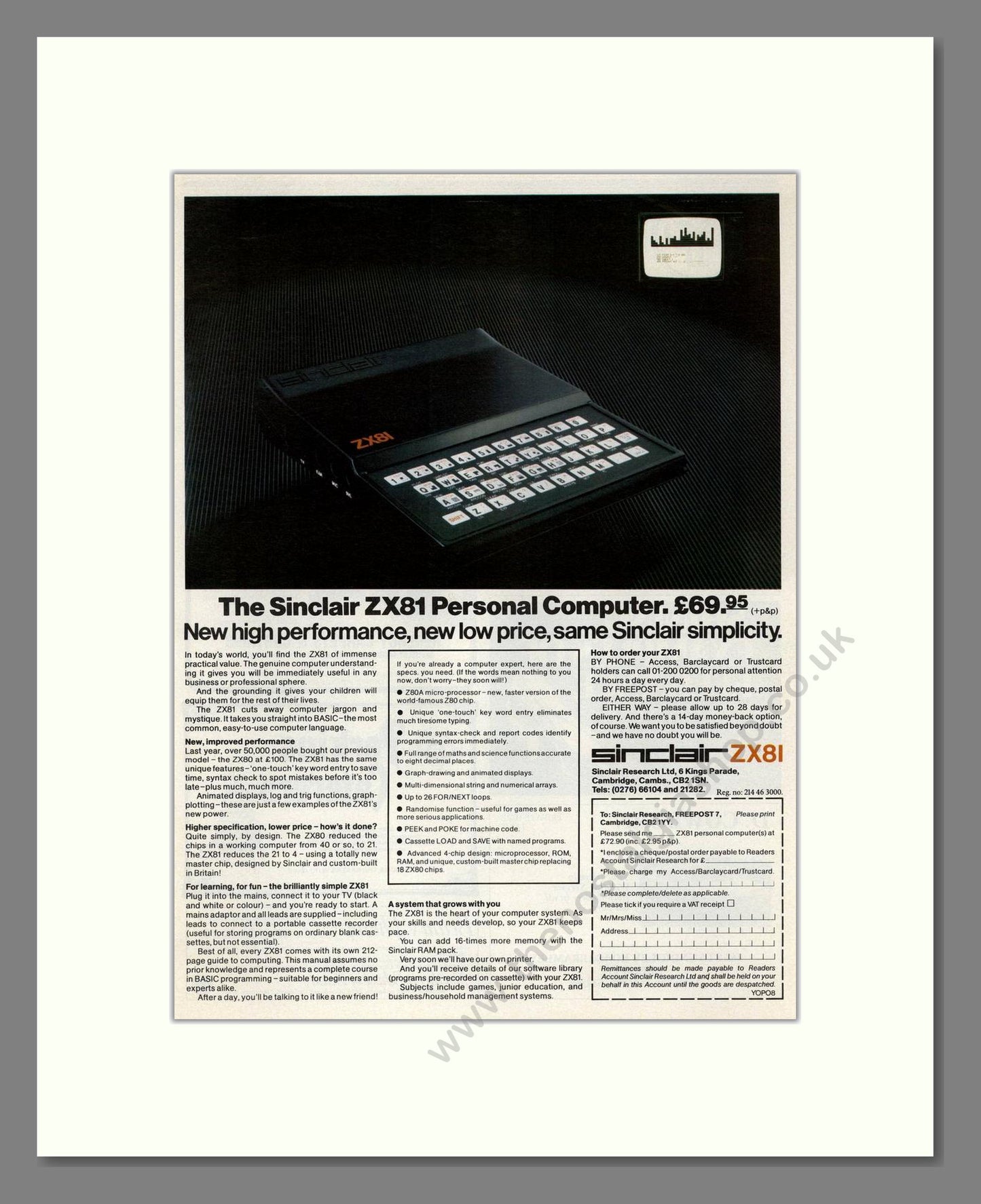 Sinclair - ZX81. Vintage Advert 1981 (ref AD68701)