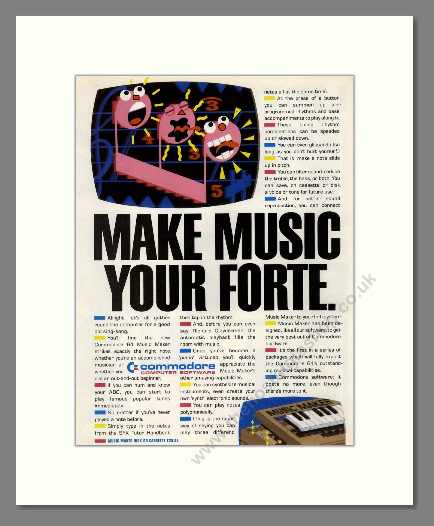 Commodore - Music Maker. Vintage Advert 1985 (ref AD68704)
