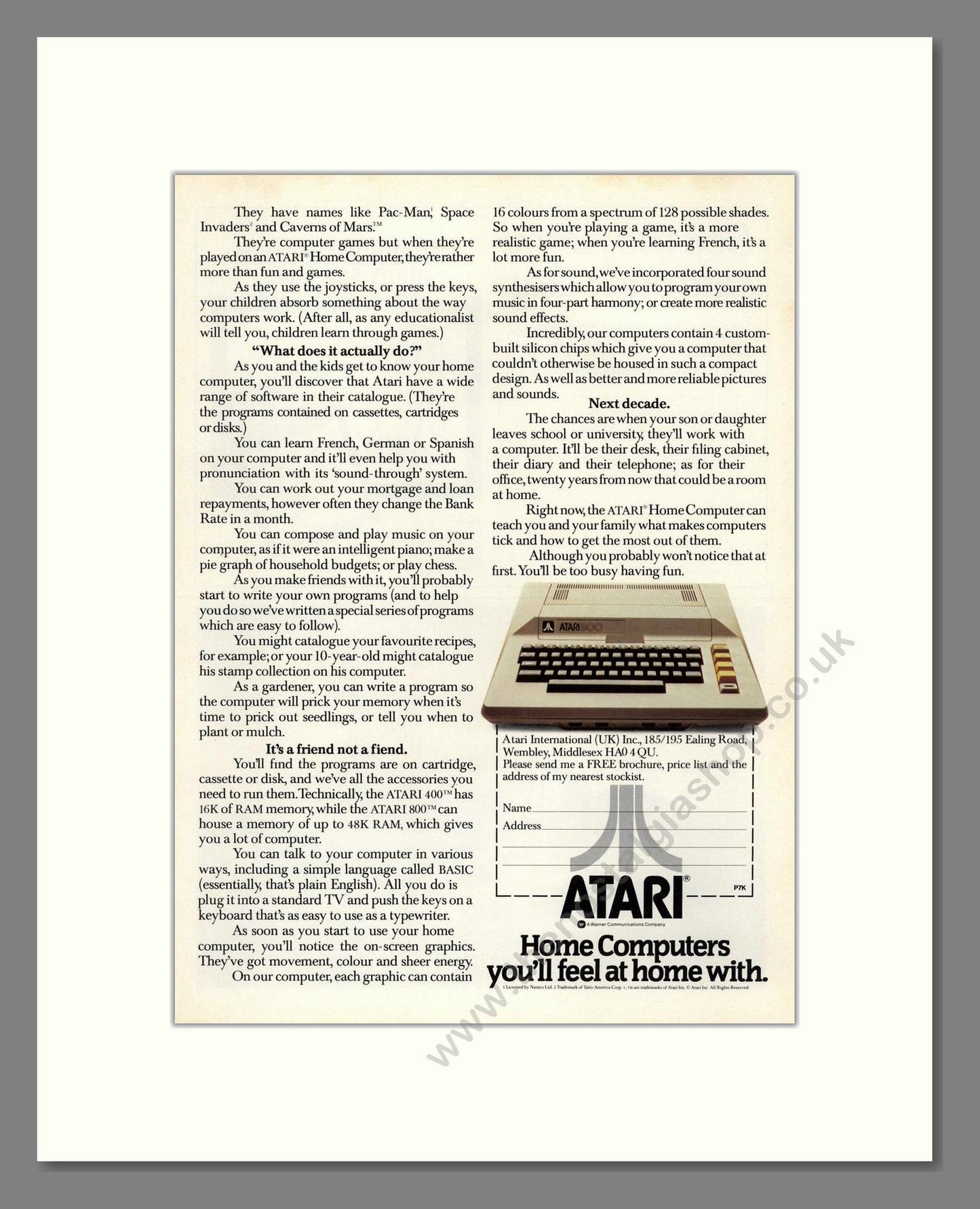 Atari - Home Computers (Double Advert). Vintage Advert 1984 (ref AD68720)