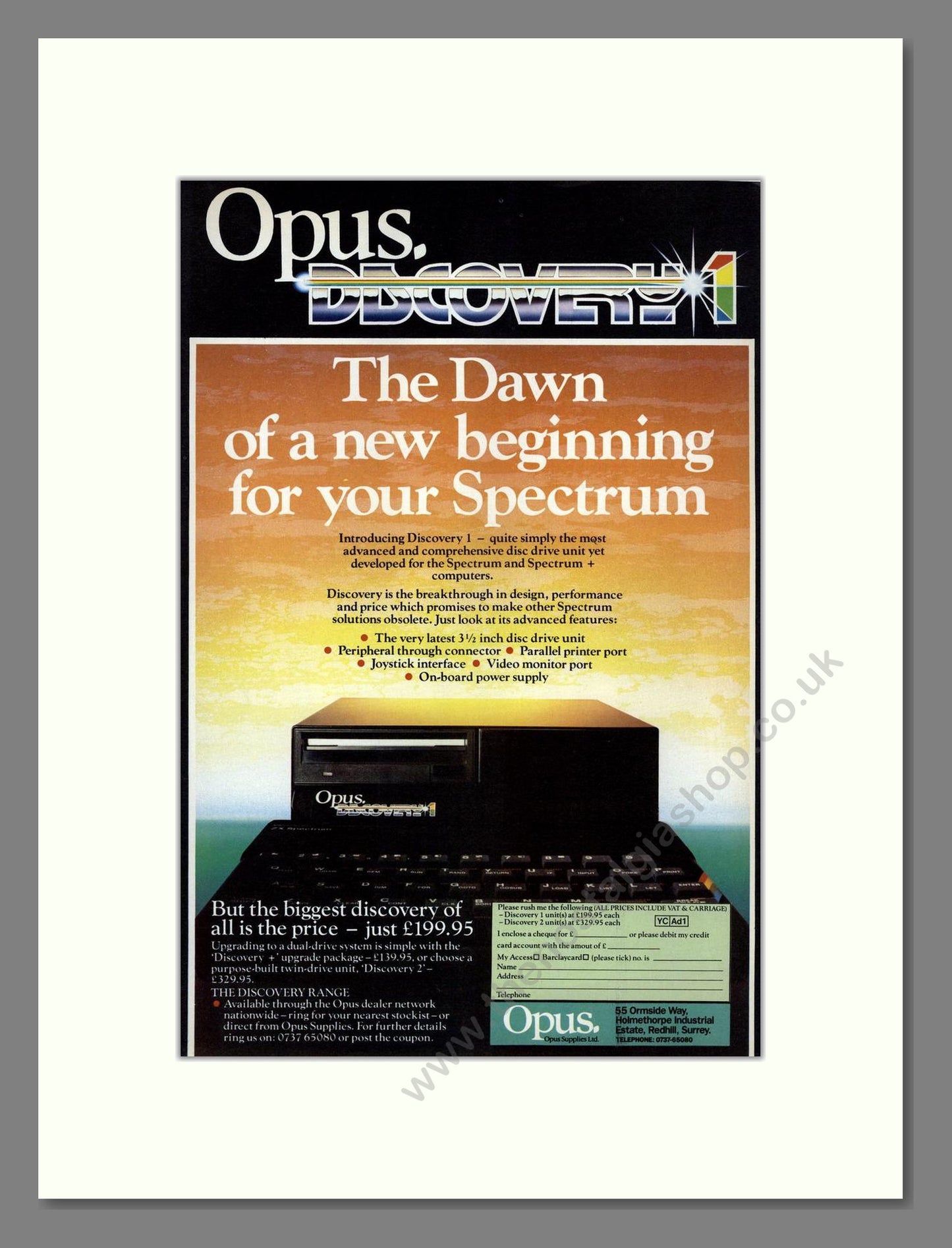 Opus - Discovery 1 For ZX Spectrum. Vintage Advert 1985 (ref AD68729)