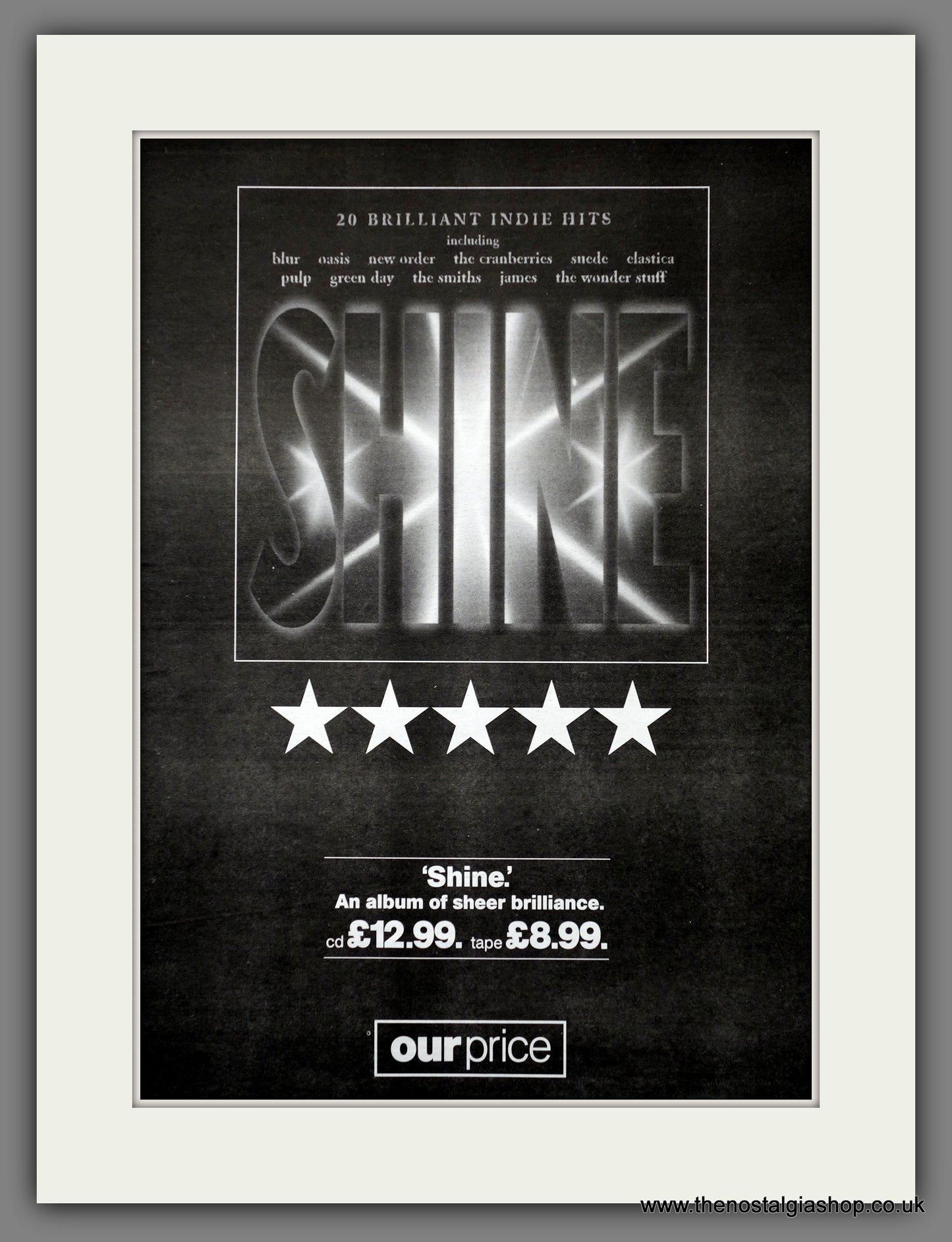 Shine Indie Hits. Large 1995 Original Advert (ref AD15627)