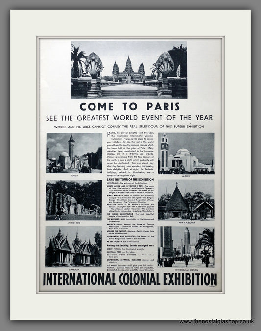 Paris International Colonial Exhibition. Original Advert 1931 (ref AD301411)