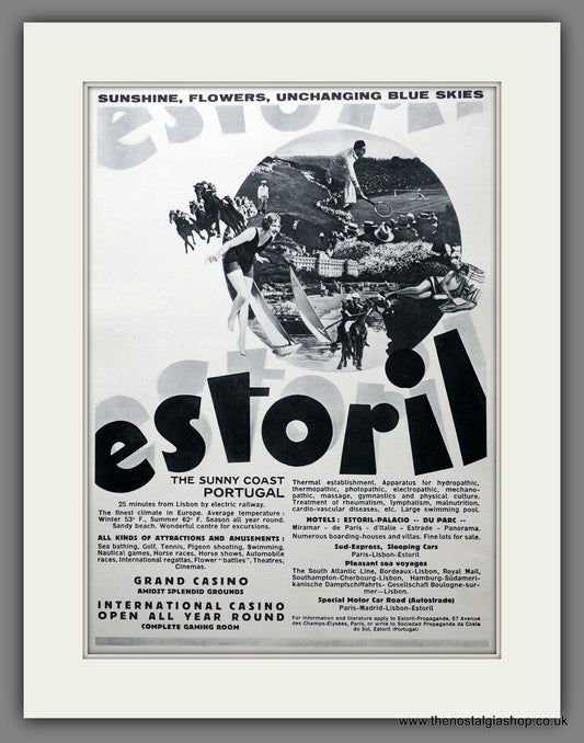 Estoril. The Sunny Coast, Portugal. Original Advert 1931 (ref AD301419)