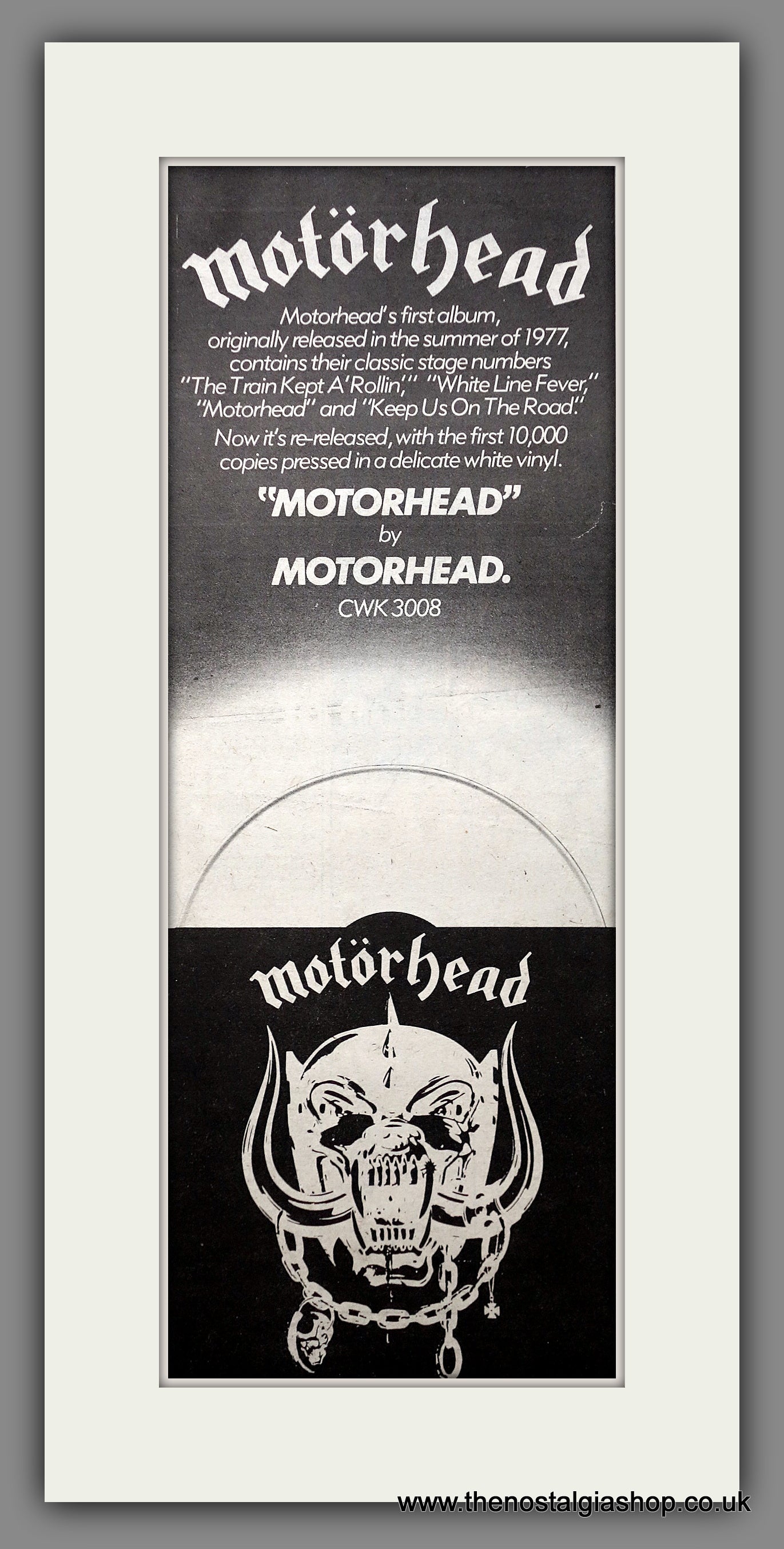 Motorhead debut album, Motorhead. Original Advert 1977 (ref AD200780)