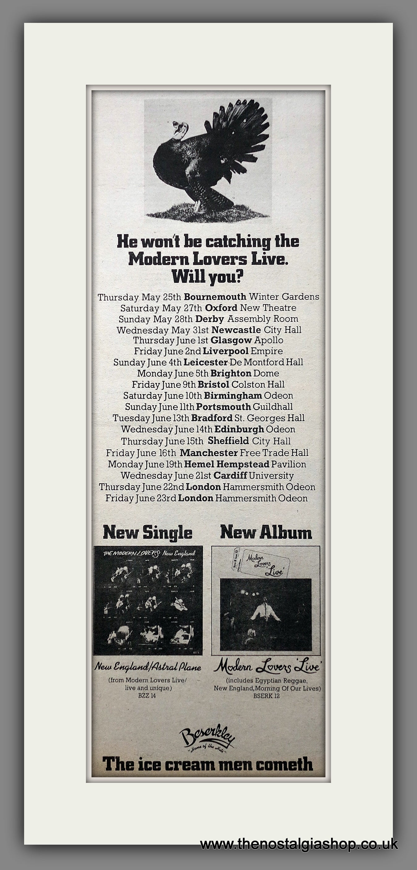 Modern Lovers UK Tour. Original Advert 1978 (ref AD200788)