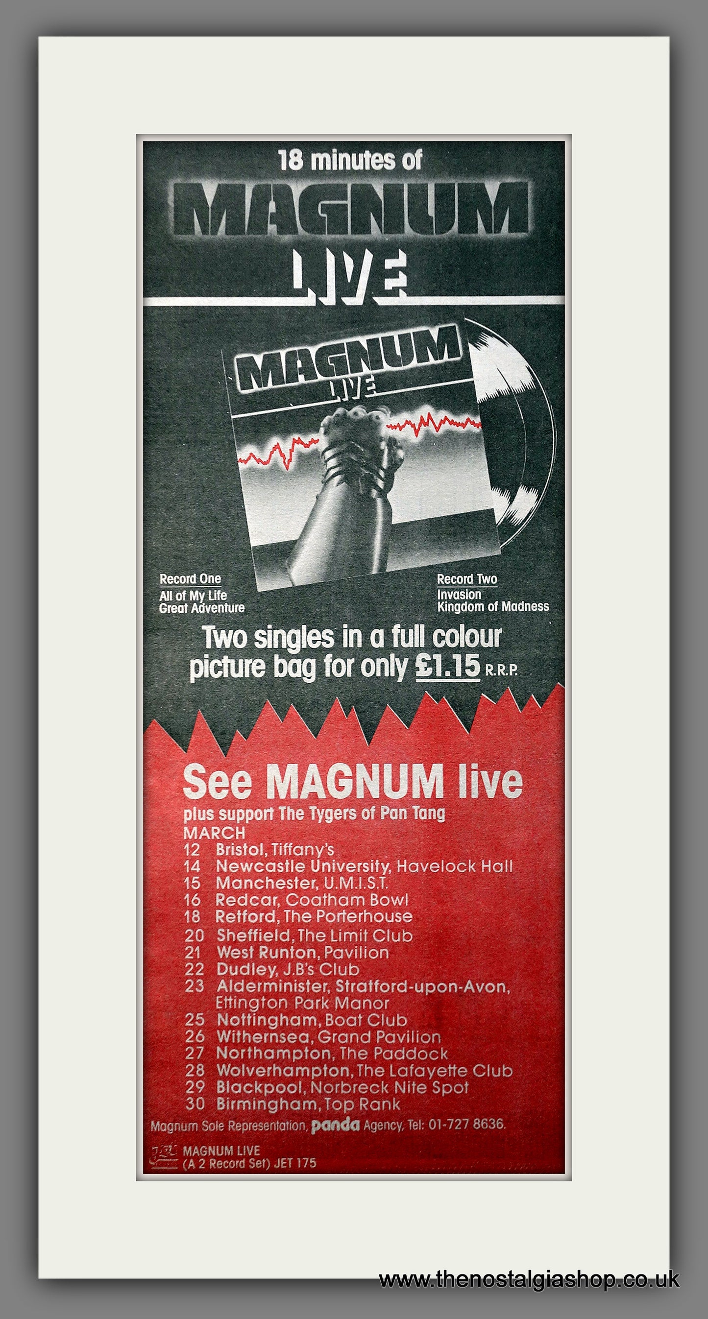 Magnum Live. UK Tour Original Advert 1980 (ref AD200800)