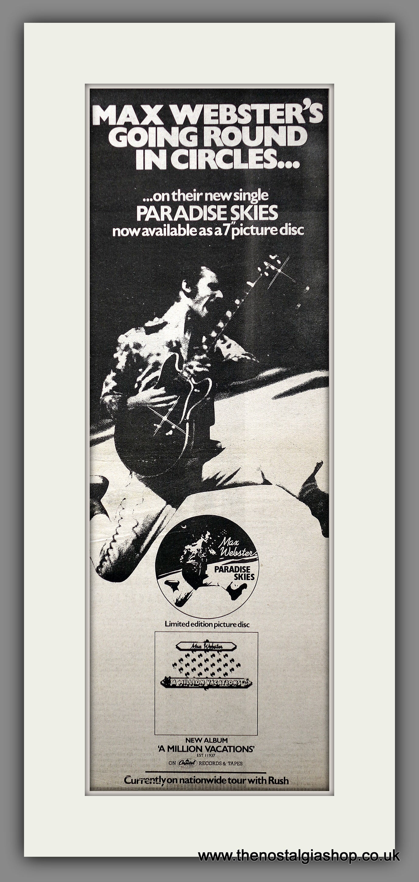 Max Webster. Paradise Skies. Original Advert 1979 (ref AD200805)