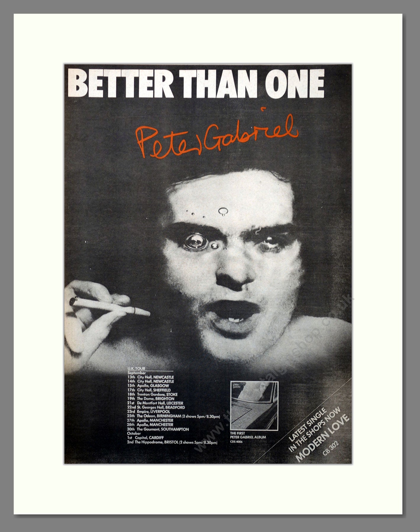 Hawkwind & Peter Gabriel. UK Tour Original Double Advert 1977 (ref AD15665)