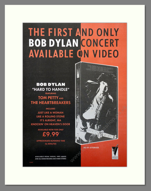 Bob Dylan, Hard To Handle. Large Original Advert 1987 (ref AD15698)