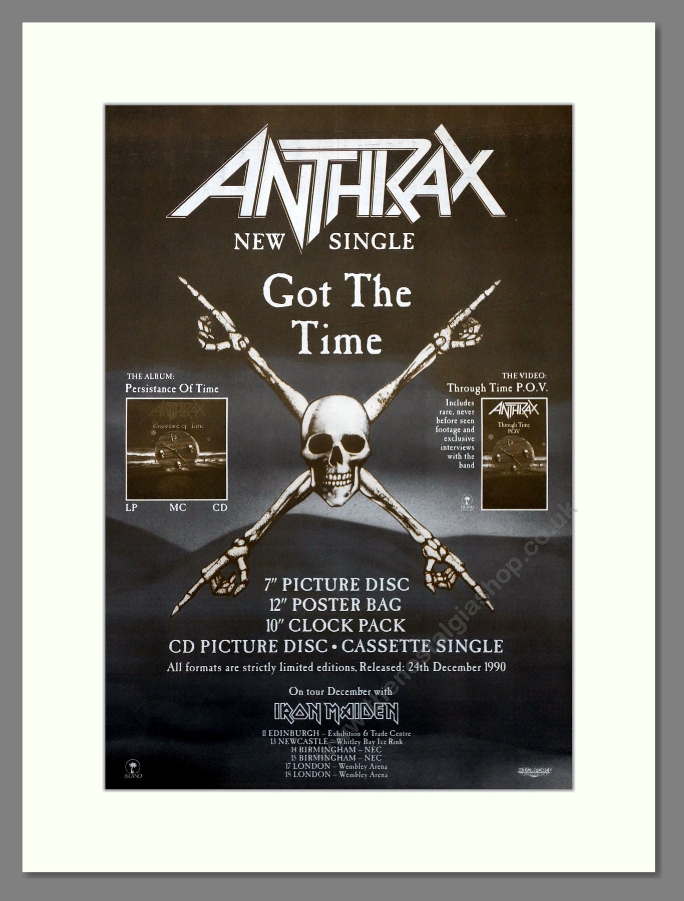 Anthrax. Got The Time. Large Original Advert 1990 (ref AD15722 