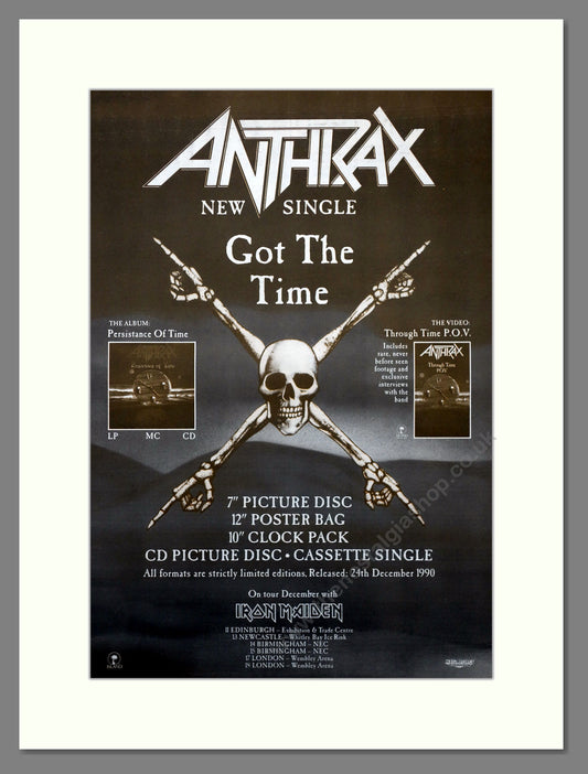 Anthrax. Got The Time. Large Original Advert 1990 (ref AD15722)