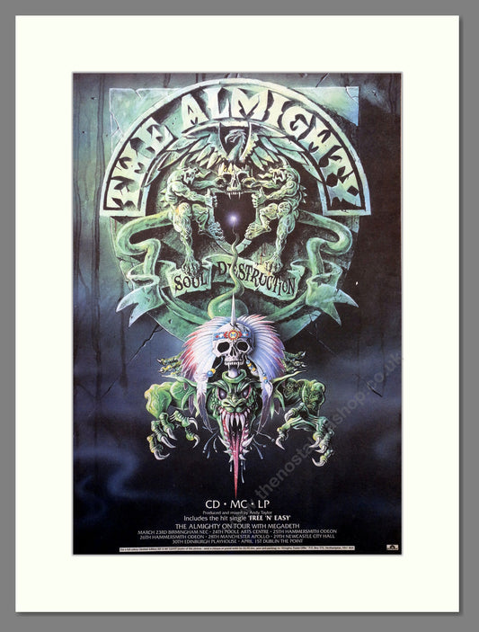 Almighty (The) Soul Destruction. Large Original Advert 1991 (ref AD15723)