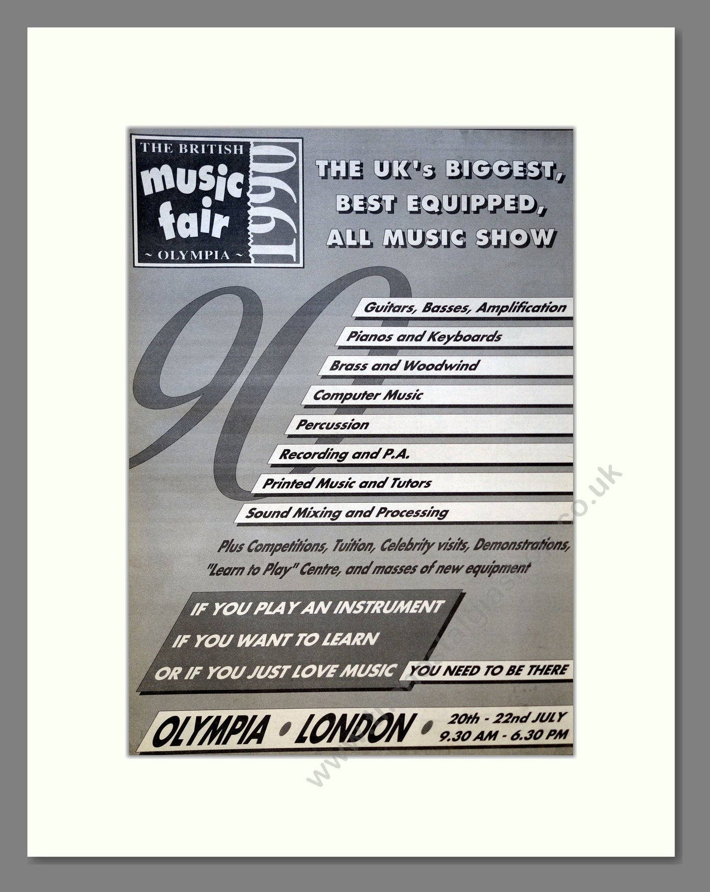 British Music Fair - Olympia London. Vintage Advert 1990 (ref AD18073)