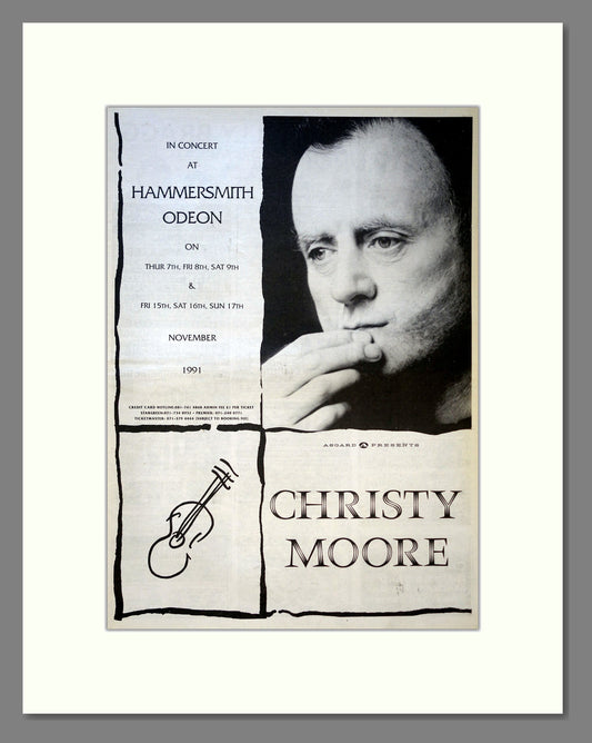 Christy Moore - Live at Hammersmith Odeon. Vintage Advert 1991 (ref AD18079)