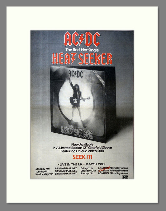 AC DC - Heat Seeker. Vintage Advert 1988 (ref AD18092)