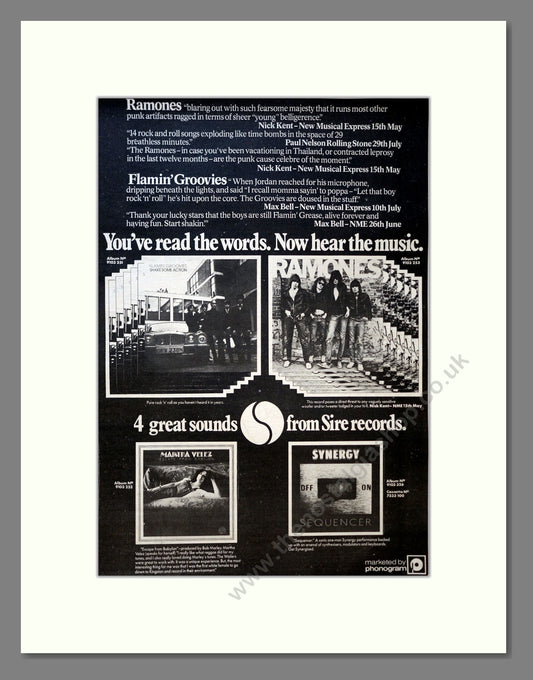 Ramones / Flamin Groovies - 4 Albums. Vintage Advert 1976 (ref AD18101)