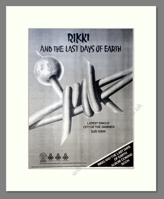 Rikki And The Last Days Of Earth - City Of The Damned. Vintage Advert 1977 (ref AD18169)