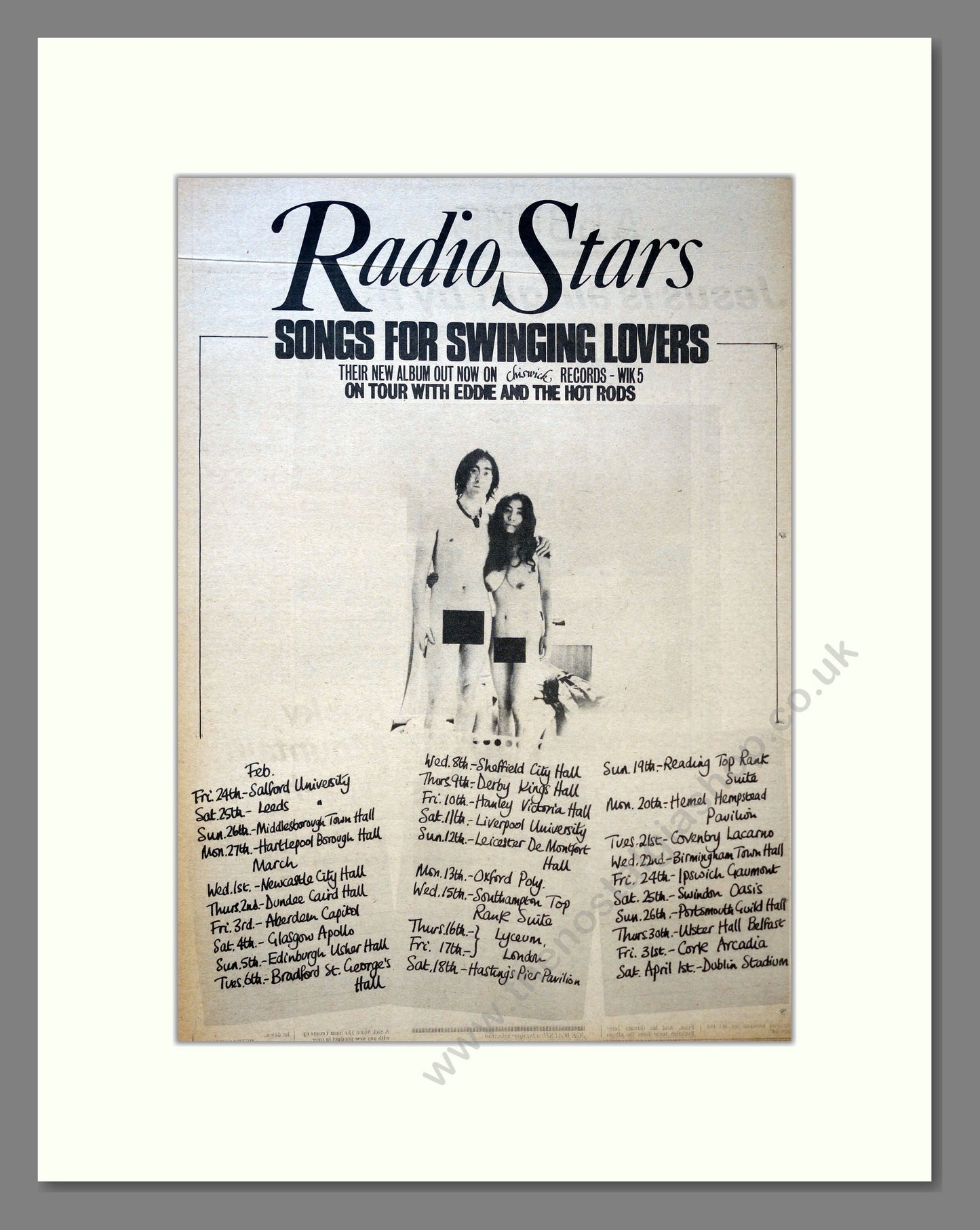 Radio Stars - Songs For Swinging Lovers. Vintage Advert 1978 (ref AD18175)