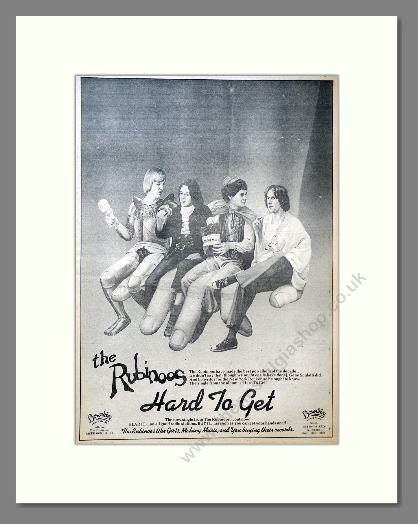 Rubinoos (The) - Hard To Get. Vintage Advert 1978 (ref AD18213)