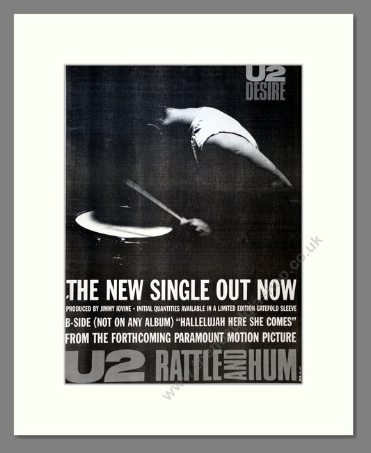 U2 - Desire. Vintage Advert 1988 (ref AD18455)
