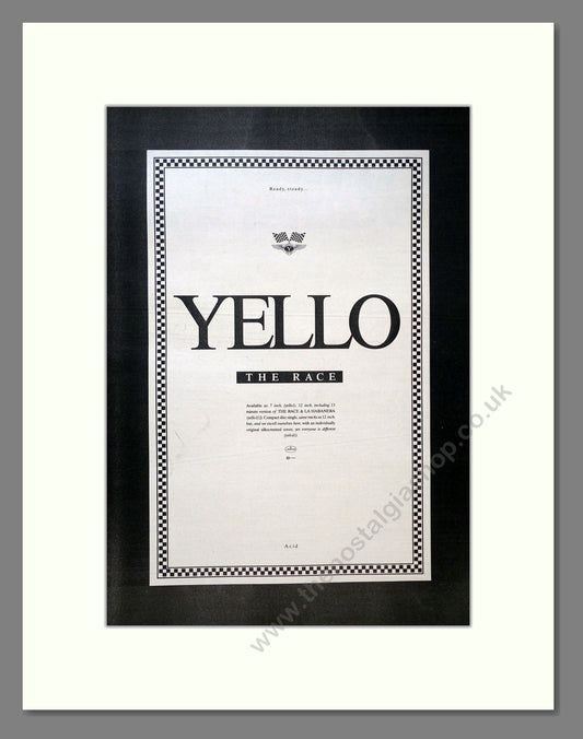 Yello - The Race. Vintage Advert 1988 (ref AD18462)