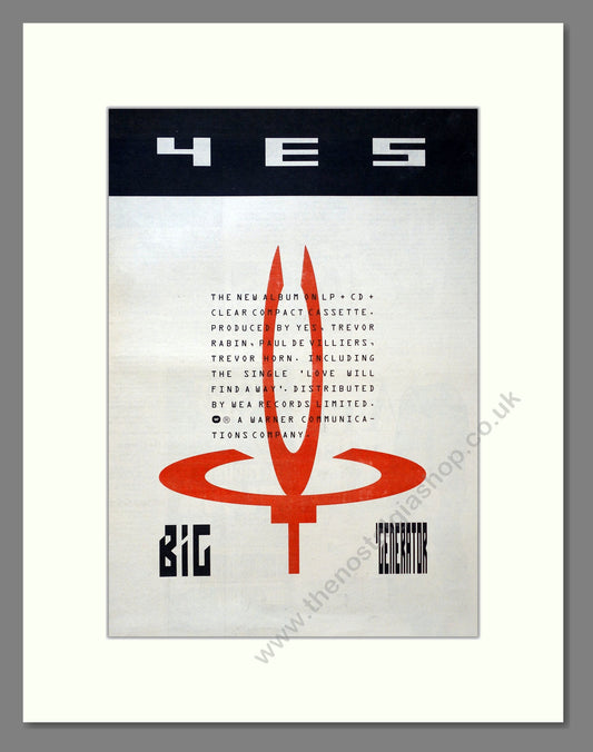 Yes - Big Generator. Vintage Advert 1987 (ref AD18463)