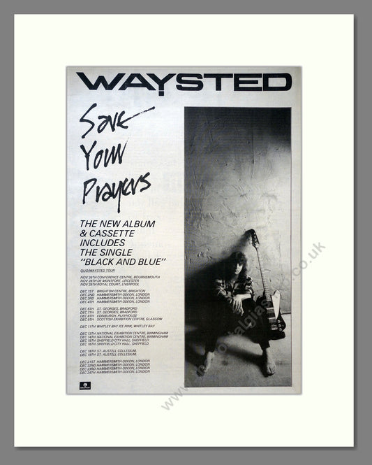 Waysted - Save Your Prayers. Vintage Advert 1986 (ref AD18475)