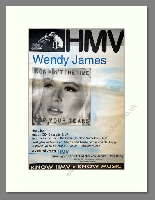 Wendy James - Now Ain't The Time For Your Tears. Vintage Advert 1993 (ref AD18476)