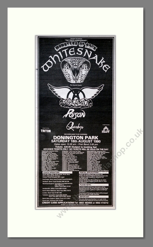 Various Artists - Monsters Of Rock 1990. Vintage Advert 1990 (ref AD18478)