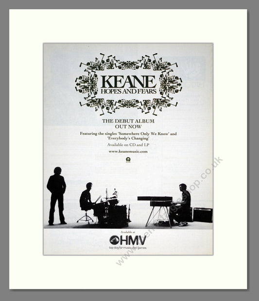 Keane - Hopes And Fears. Vintage Advert 2004 (ref AD301977)