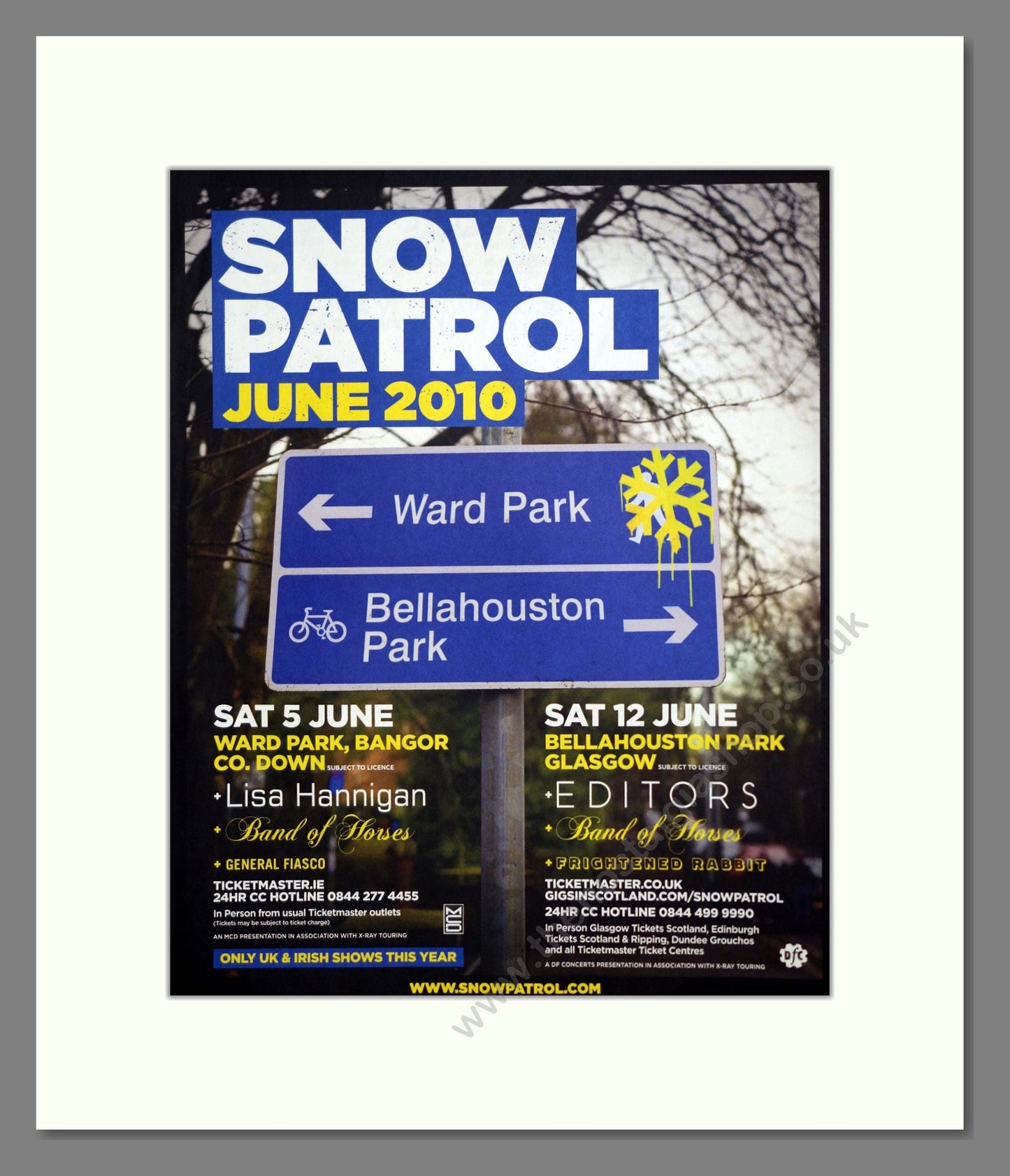 Snow Patrol - UK Tour. Vintage Advert 2010 (ref AD302018)