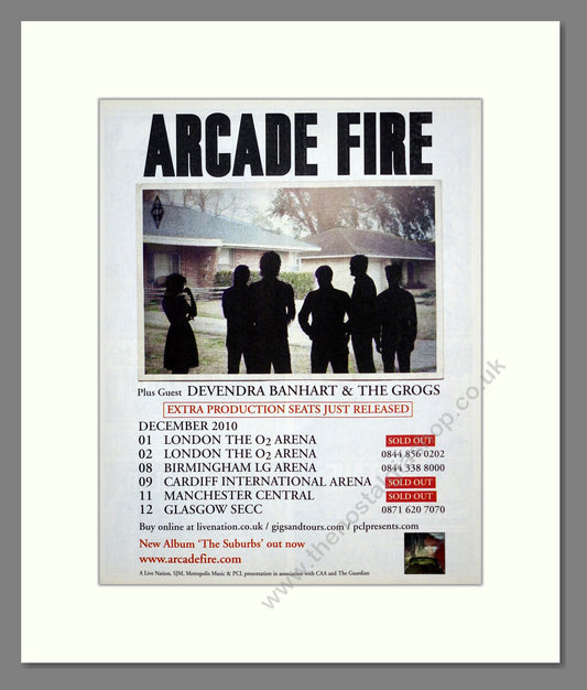 Arcade Fire - UK Tour. Vintage Advert 2010 (ref AD302021)