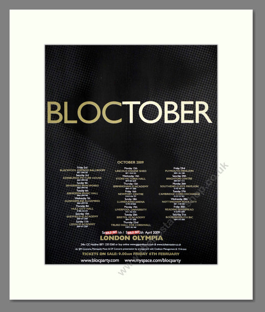 Bloc Party - UK Tour. Vintage Advert 2009 (ref AD302071)